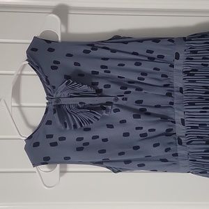Banana Republic, Fit and flare mini dress, size 4, slate blue and navy dots